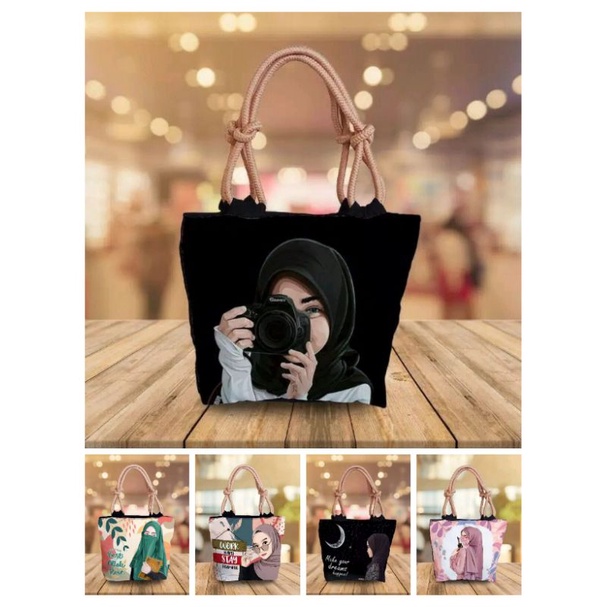 Grosir totebag sumbu totebag kanvas tas hijab wanita