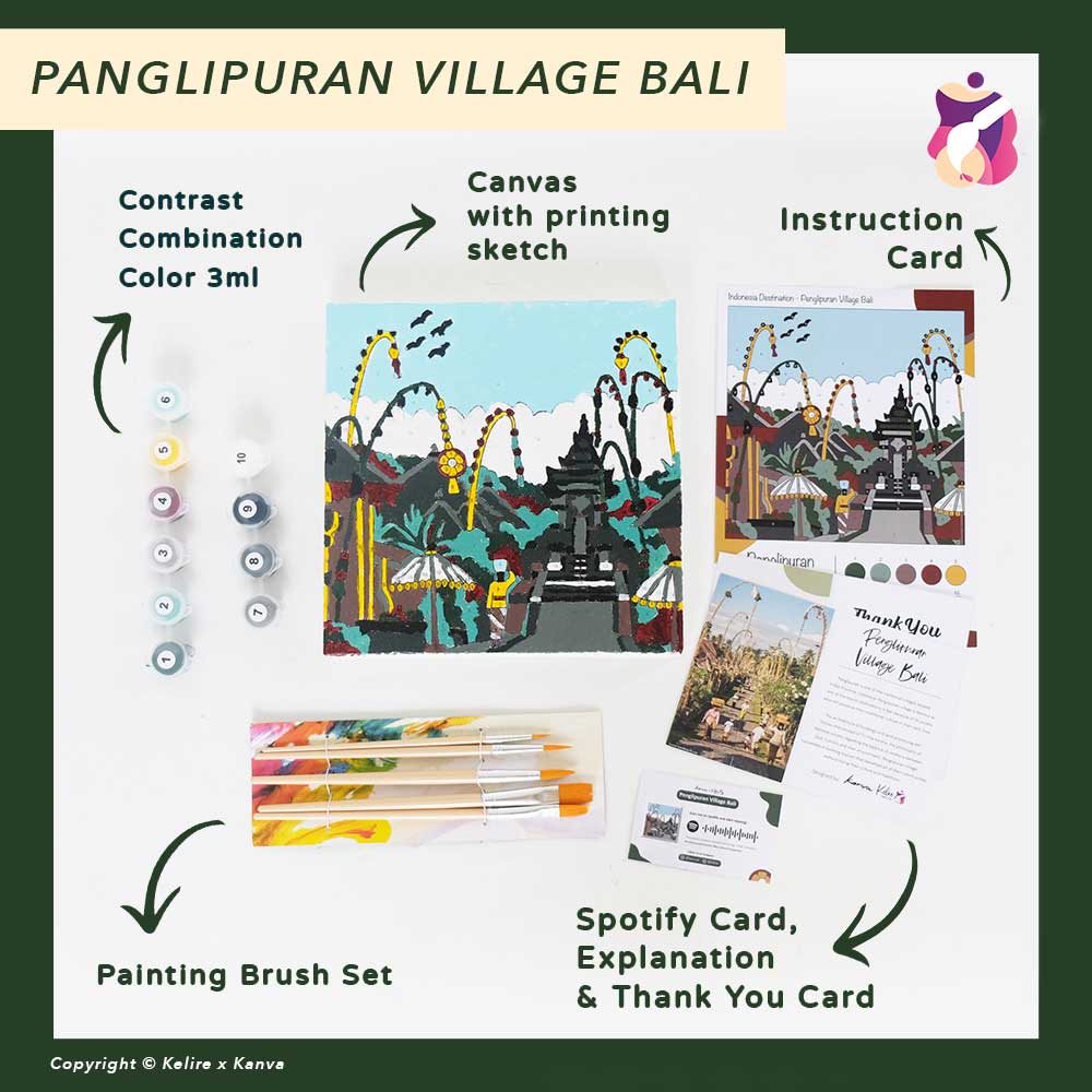 

Lukisan DIY Paint by Number Kit Original Panglipuran Village Bali
