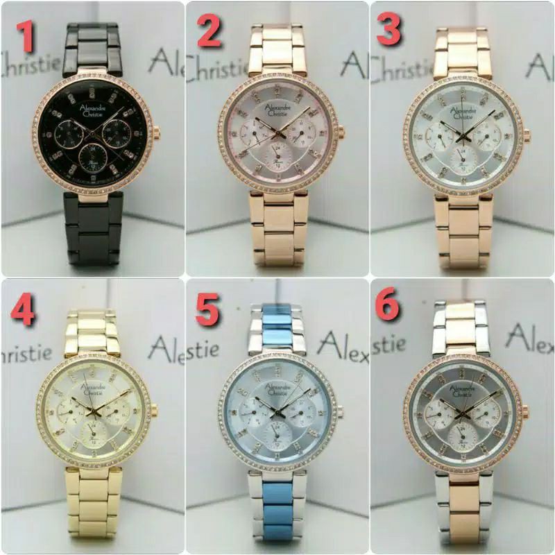 ORIGINAL GARANSI RESMI 1 TAHUN JAM TANGAN WANITA ALEXANDRE CHRISTIE RANTAI STAINLESS STEEL ARLOJI WA