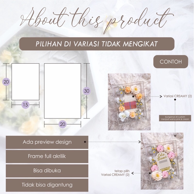Mahar akrilik / bingkai mahar / mahar nikah / mahar rustic / mahar rustik / mahar modern / mahar bunga / mahar uang / mahar cantik / mahar exclusive