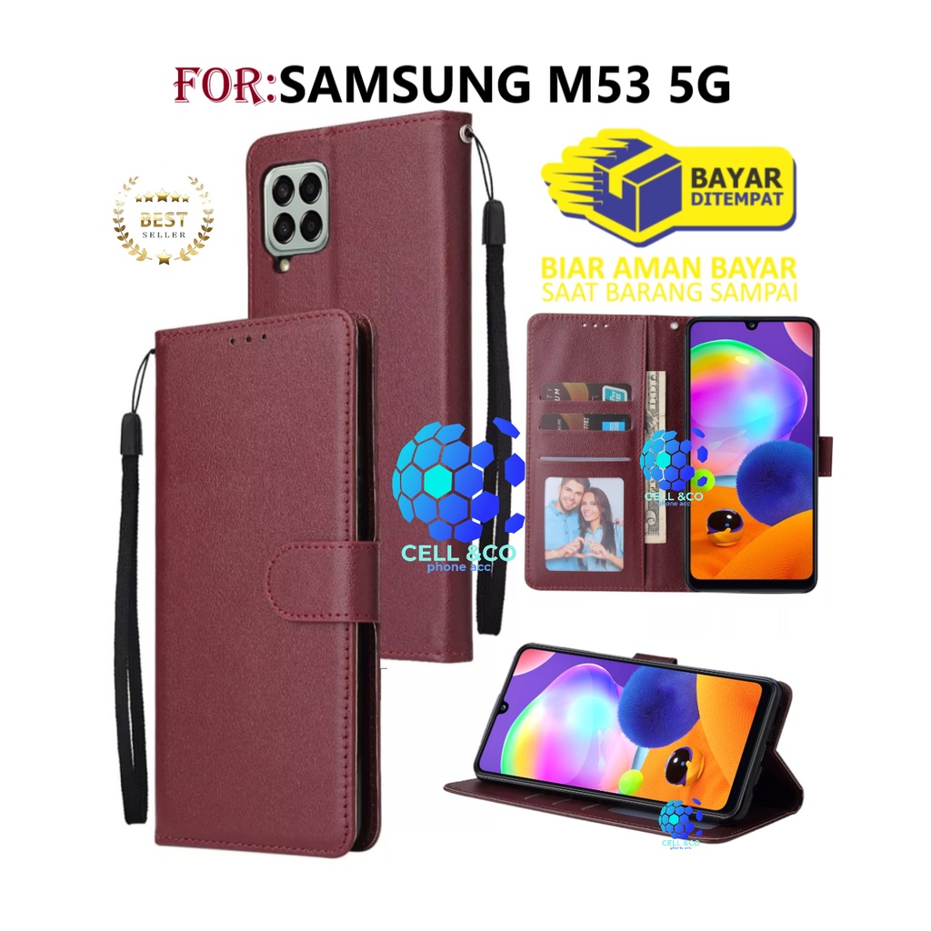 CASE SAMSUNG M53 5G CASE FLIP LEATHER WALLET PREMIUM FLIP CASE BUKA TUTUP KESING HP CASING FLIP CASE WALLET SAMSUNG M53 5G