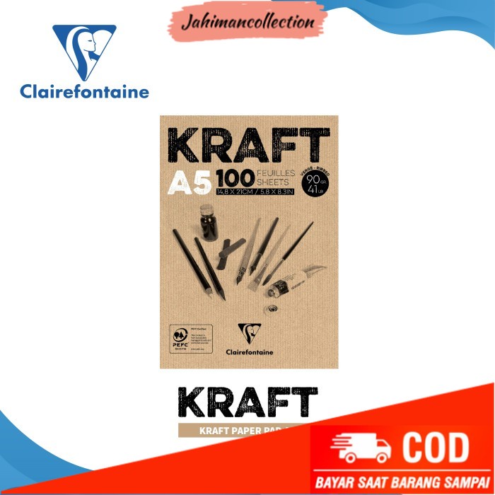 

✨ BISA COD ✨ Kertas Gambar Clairefontaine A5 Kraft Brown Paper Pad
