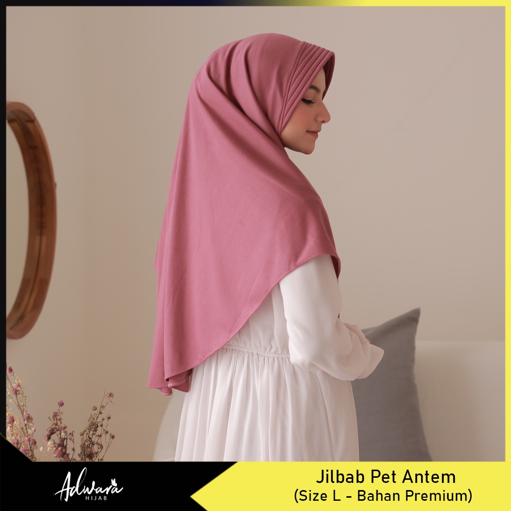 ADWARA HIJAB Jilbab Kaos Pet Antem L Premium / Hijab Instan Jahit Tepi Rapi Bahan Tebal dan Adem