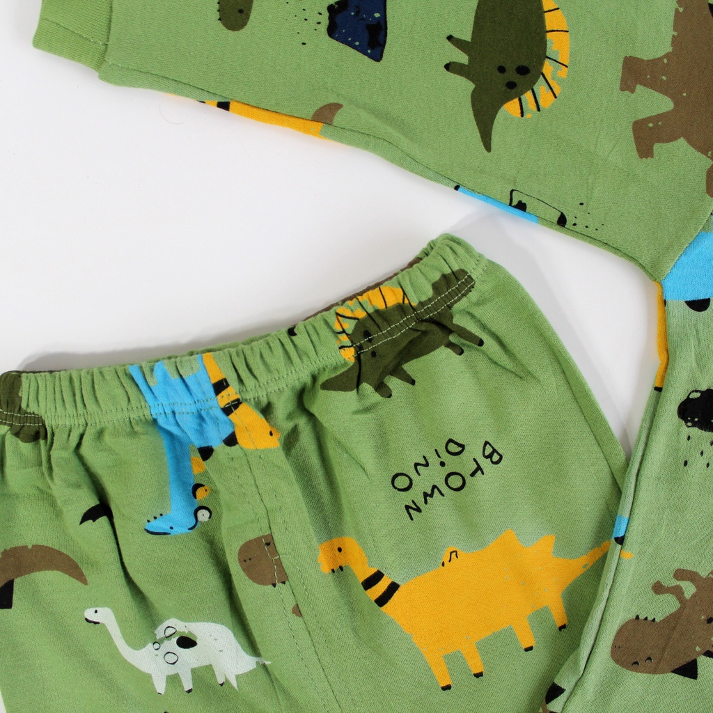 Baju Tidur Piyama Anak Premium Set DINO Bahan Katun Piyama Anak Gambar Lucu Baju Tidur Anak Bahan Katun