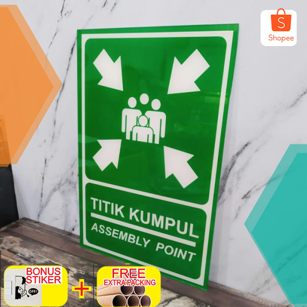 

Terlaris Titik kumpul akrilik 20cmx30cm K3| Signage/Rambu titik kumpul Keren