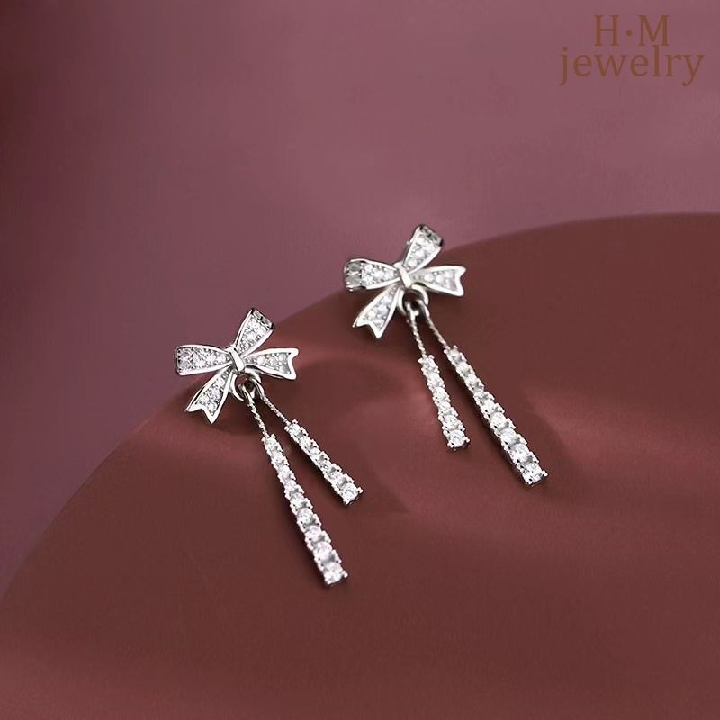 Anting Tusuk Sterling Silver 925 Model Pita Dengan Rumbai Untuk Wanita