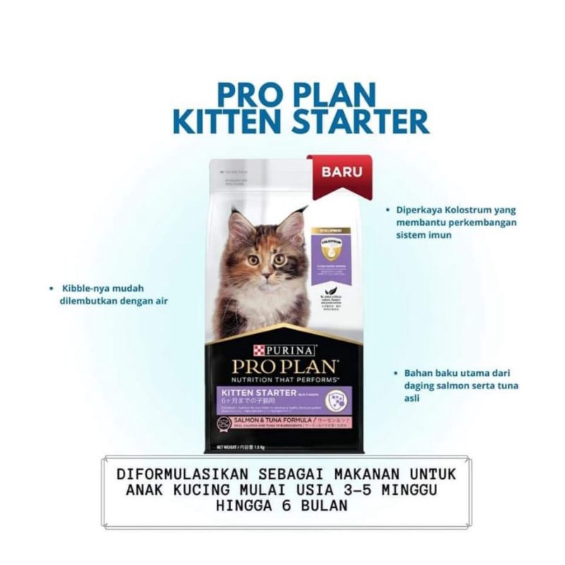 Makanan Kucing Proplan Kitten Starter Salmon &amp; Tuna Formula Kemasan 500G / Pro Plan Kitten Starter