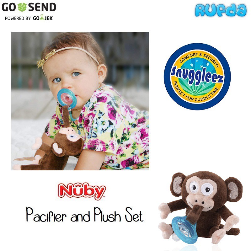 Nuby Calm Snuggleez Pacifier Natural Flex with Plush Set 0-6m