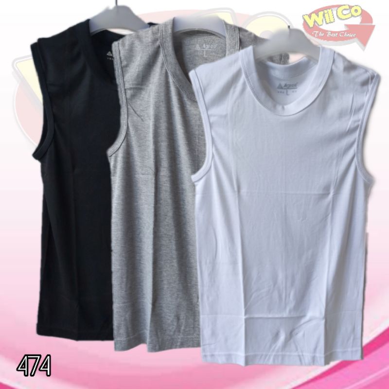 K474 - KAOS DALAM KAOS PRIA STREECH AGREE SPORT TANPA LENGAN PAKAIAN DALAM PRIA SIZE M - XL HARGA PER 1 PCS