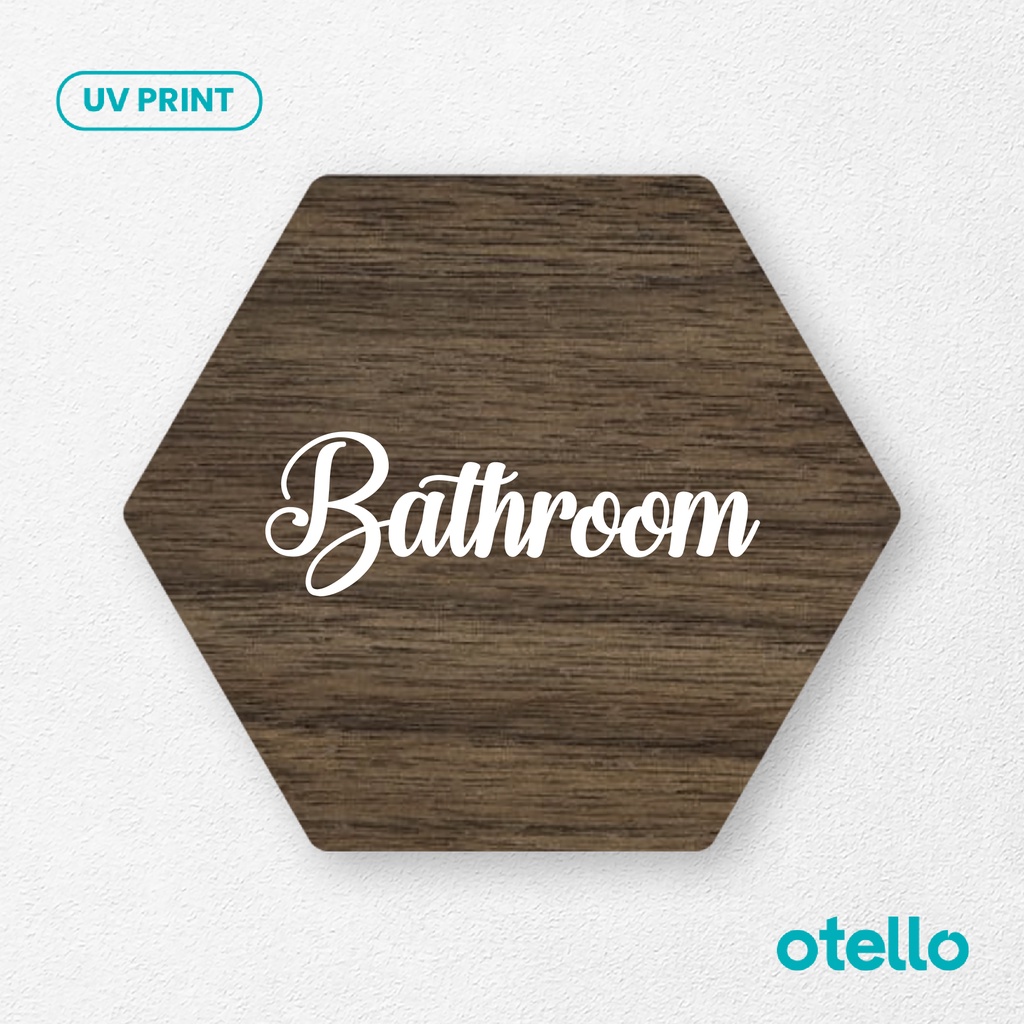 Signage Bathroom Sign Board Nama Ruangan Kamar Mandi Kayu Print Wooden Papan Label Ruang Tempel