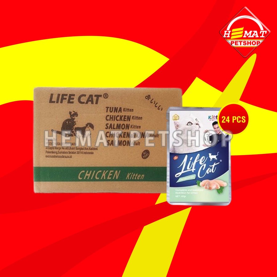 Makanan Basah Kucing Life Cat Sachet Pouch Grosir Dus isi 24 PCS 85 GR