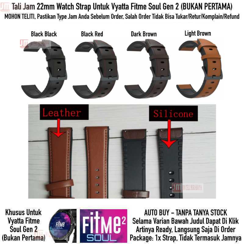 Hybrid Watch Strap Vyatta Fitme Soul Gen 2 - Tali Jam 22mm Rubber Silikon Leather Kulit