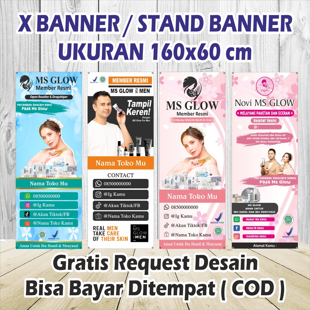 Stand Banner Spanduk MS Glow Ukuran 160x60 X banner MS GLOW (Agen, Member, Reseller)
