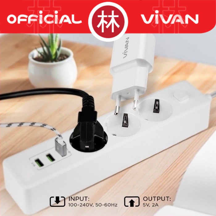 Vivan Power Oval II 2A Single Output With Data Cable Micro USB Charger