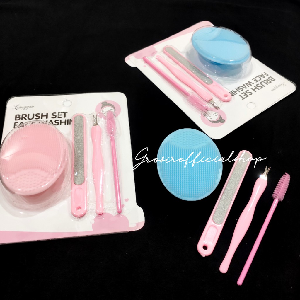 Massage Wash Pad Pembersih Wajah Silicon Set | Face Exfoliating Blackhead Facial Cleansing Brush Set