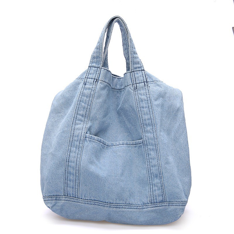 More584 Tas Selempang Sling Denim Wanita Pria Korean Jeans Totebag Plain Casual Polos Import Slingbag