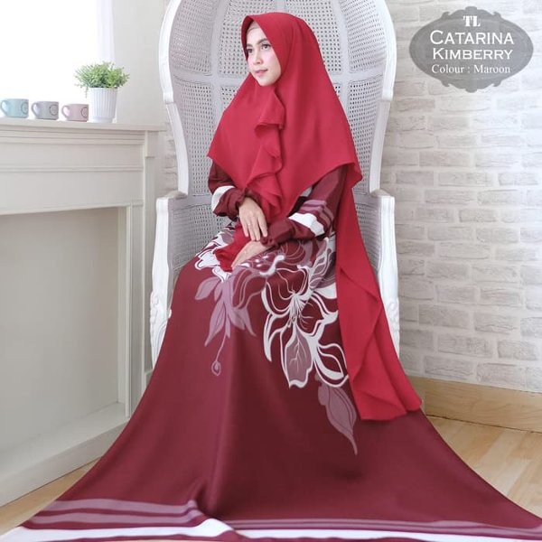 Baju Muslim Wanita Syari Catarina Kimberry Maroon TL - Gamis Wanita Catarina Merah