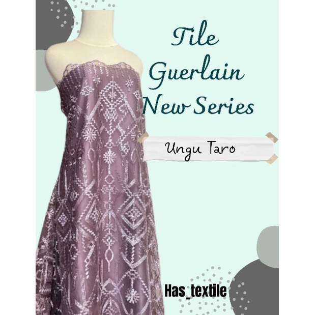 Bahan Kebaya Premium Tile Bordir Guerlain New Series warna Ungu Taro