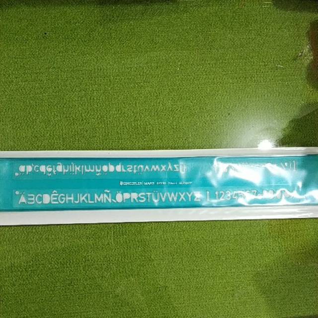 Penggaris mal Huruf Abjad lettering Staedler Mars 57210 10mm Germany / Template Ruler Alphabet