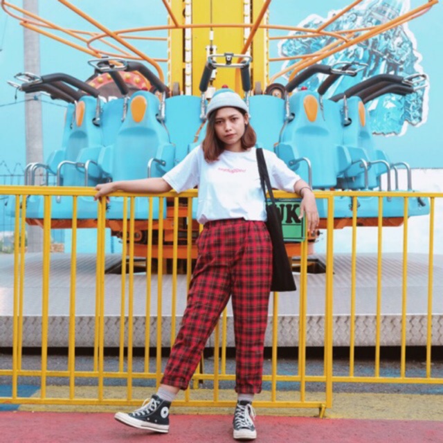 TARTAN PANTS BLACKY RED