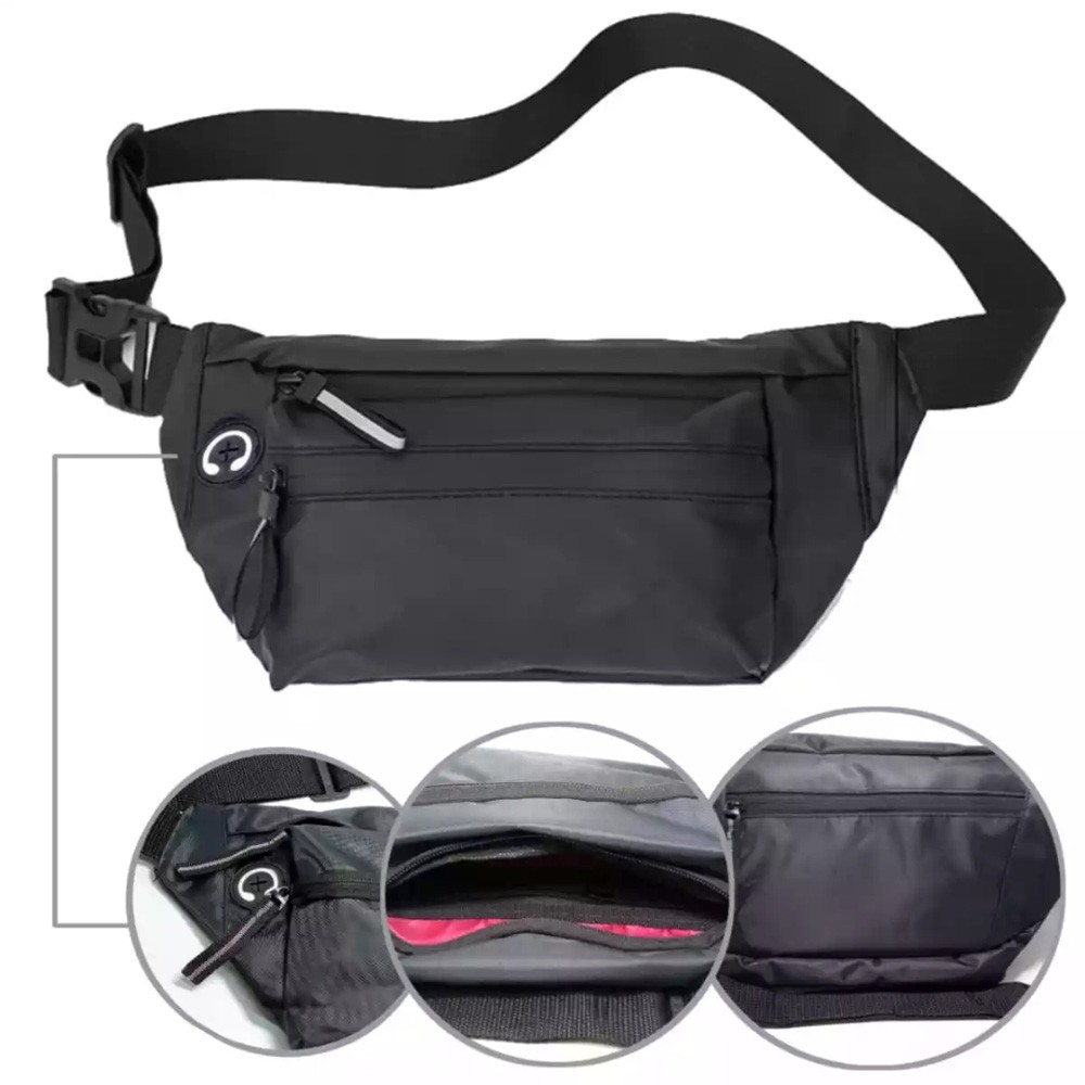 tas waterproft black, Tas Pinggang ,Tas Selempang ,Pria Tas Selempang
