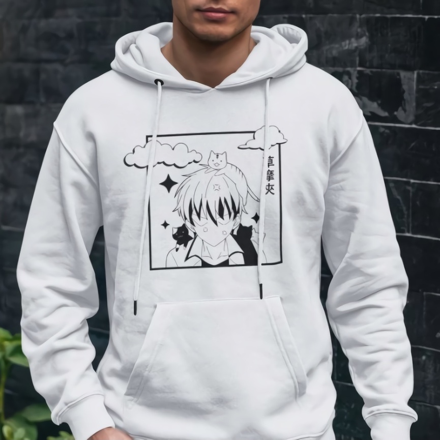 Hoodie Sohma Kyo Cat Simple Kawaii Neko Casual Anime Manga Fruit Basket
