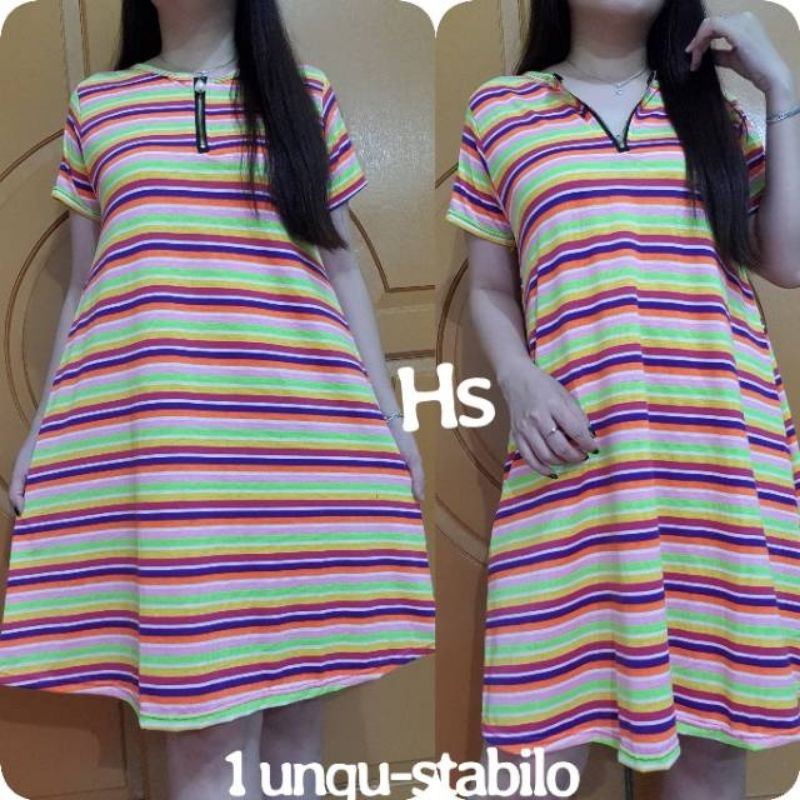 DRESS SPANDEK SOFT SLETING/DRESS RUMAHAN/DRESS SANTAI SALUR/ZIP