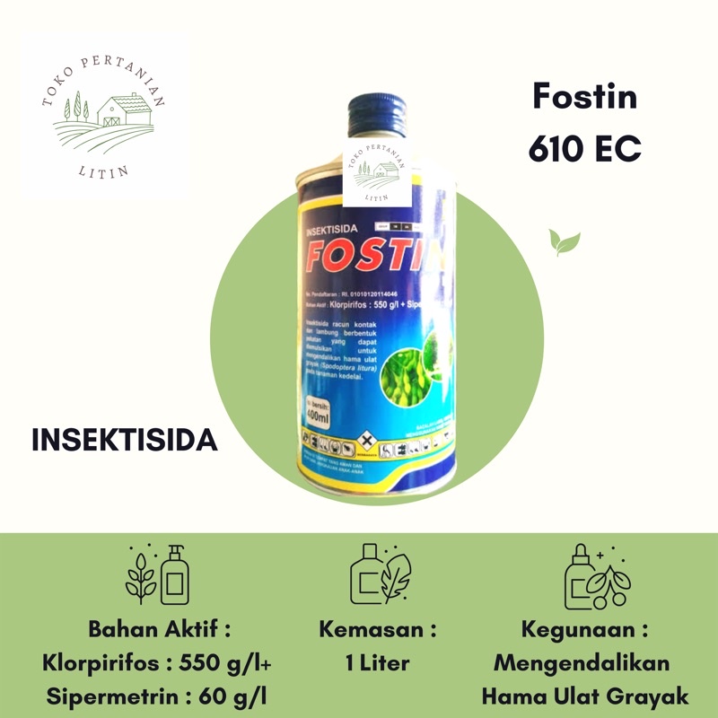 Fostin 610 EC - 1 Liter( Insektisida ) Racun / Pembasmi Segala Jenis Ulat Jenis Tanaman