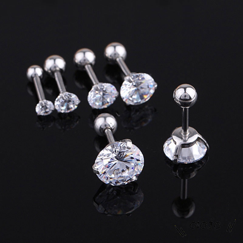 Two Penggunaan Tulang Rawan Tragus Anting Stainless Steel Mode Kristal Anting Zirkon Mini - ol