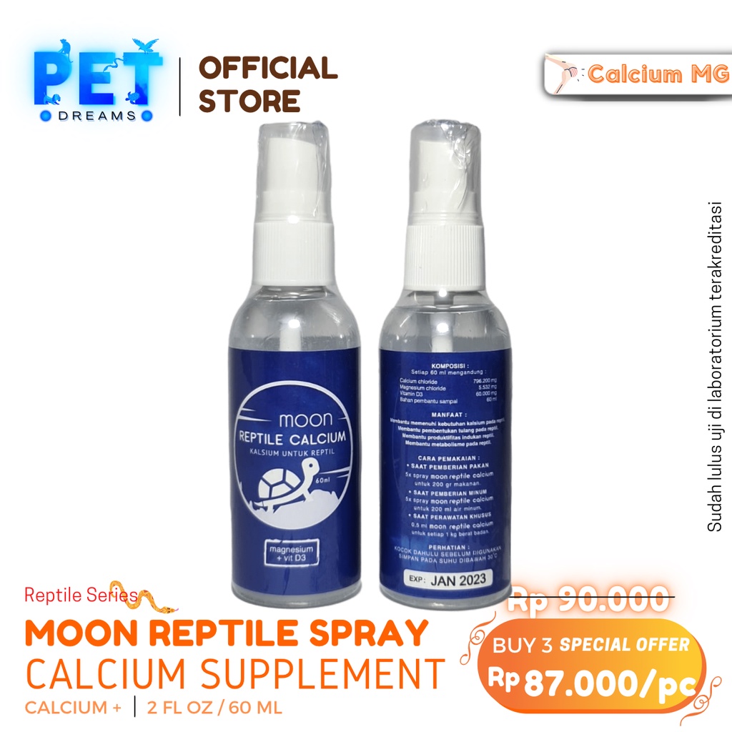 PROMO MOON CALCIUM REPTIL SPRAY KALSIUM CAIR KESEHATAN TULANG KURA TORTO SULCATA IGUANA