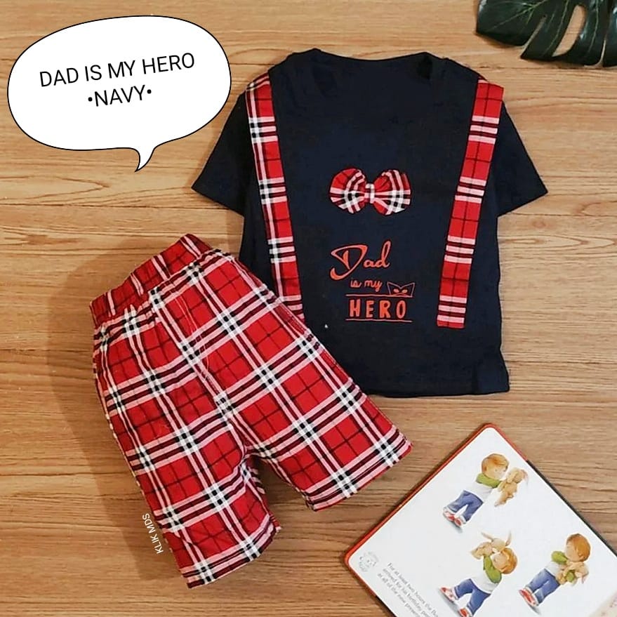 Klik Mds Setelan Baju Anak Bayi Laki-laki Usia 2-9 Bulan Motif Dad Is My Hero