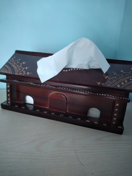 Box Tisu Kayu Jati Bentuk Rumah - 30x14x14 Cm