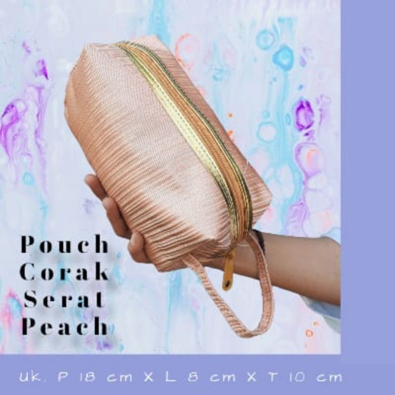 POUCH KOSMETIK CORAK LIST GOLD