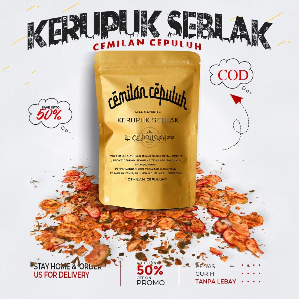 

Kerupuk seblak kering bumbu rempah cemilan gurih renyah dan pedas 250gram - 500gram cemilan cepuluh