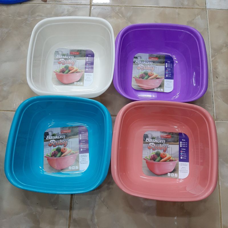 Baskom Plastik Kotak Ruby Segi GBU Plast Tebal