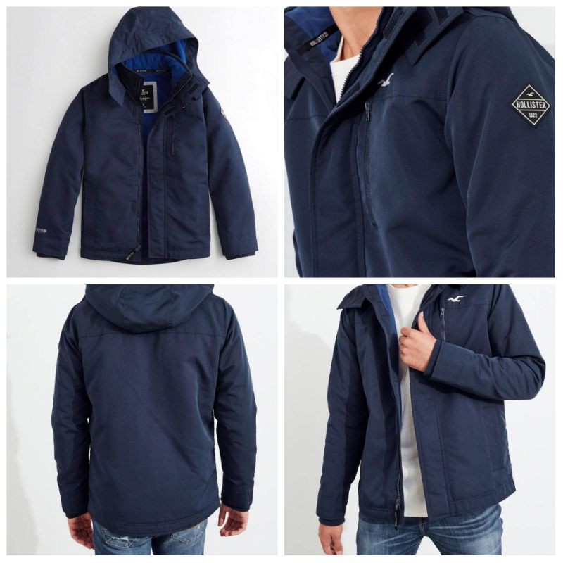 Jaket Winter | Jaket Hollister | Hollister Fleece Lined Bomber Hooded Original