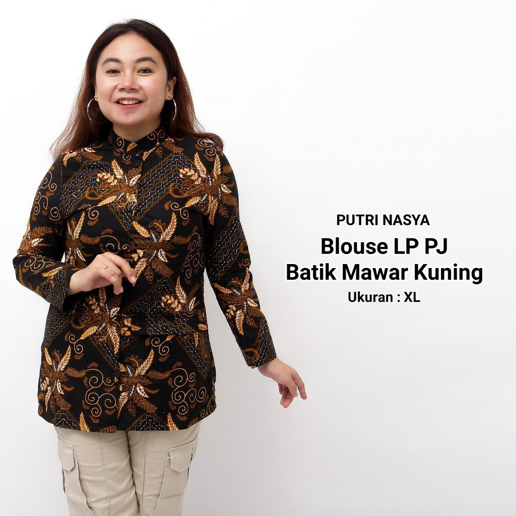 Atasan Batik Jumbo Wanita / Blus Panjang Jumbo /  S-M-L-XL-XXL-3L-4L-5L Model Lengkap Seragam Batik