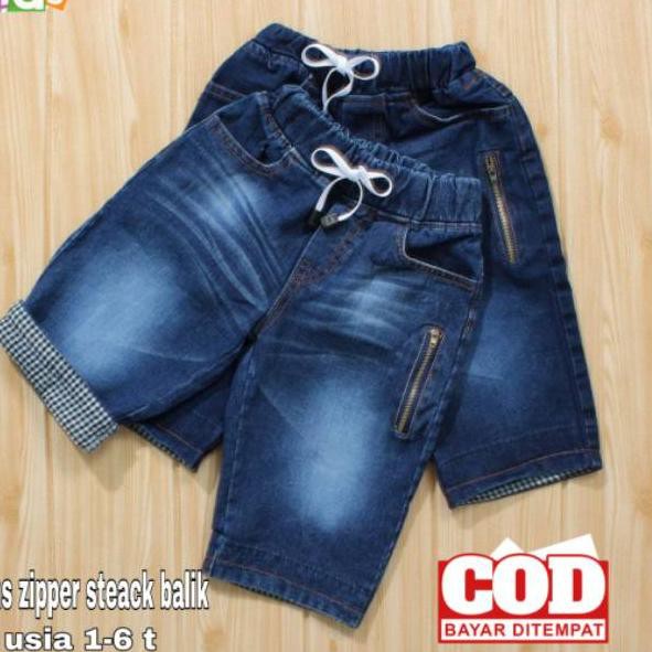 【rPX】 CELANA JEANS PENDEK ZIPPER ANAK LAKI-LAKI 2-6 tahun