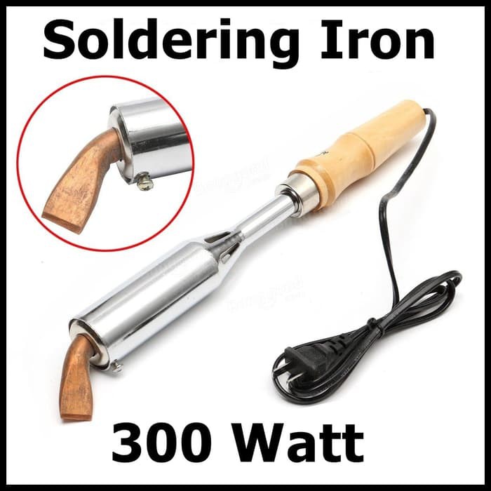 Solder Listrik 300W Gagang Kayu 300 Watt Soldering Iron Alat Patri