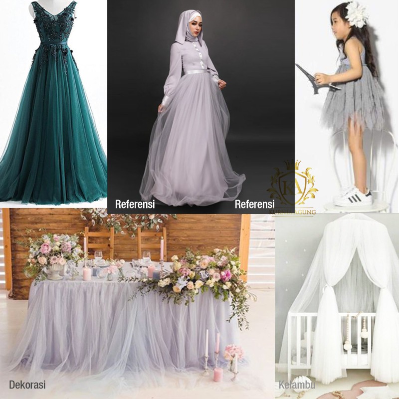 Soft Tile Tulle Polos Halus Jatuh Meteran Kain Tile Bahan Rok Tutu Wanita Gaun Pesta Premium Kebaya per 0,5 Meter Murah