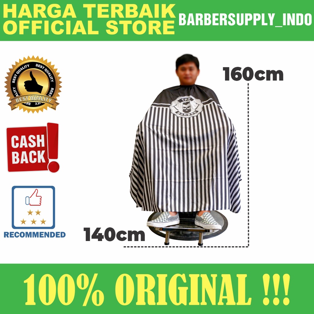 CAPE / KEP / KIP CUKUR BARBER PANGKAS SALON MOTIF BARBER HITAM PUTIH