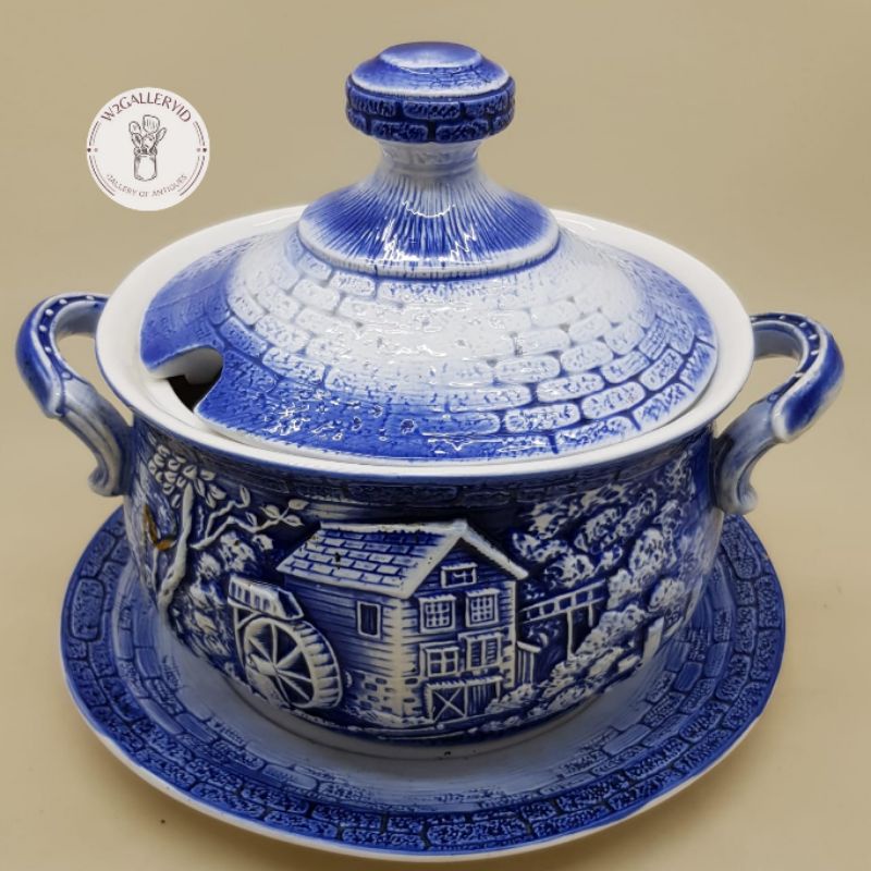 vintage tureen/tureen made in japan/wadah penyaji sup/tureen soup bowl/mangkok keramik tutup kaca