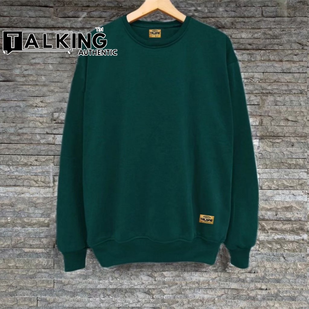 Sweater Polos Sweater Crewneck Hijau Botol Pria Wanita Switer Polosan Termurah Suiter Simple Kekinian