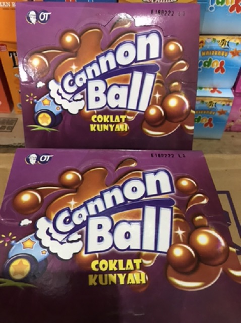 CANNON BALL canon bal coklat kunyah. 1 box isi 24 Sachet