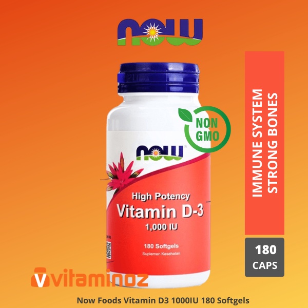 Now Foods Vitamin D3 1000 IU  - 180 Softgel HALAL
