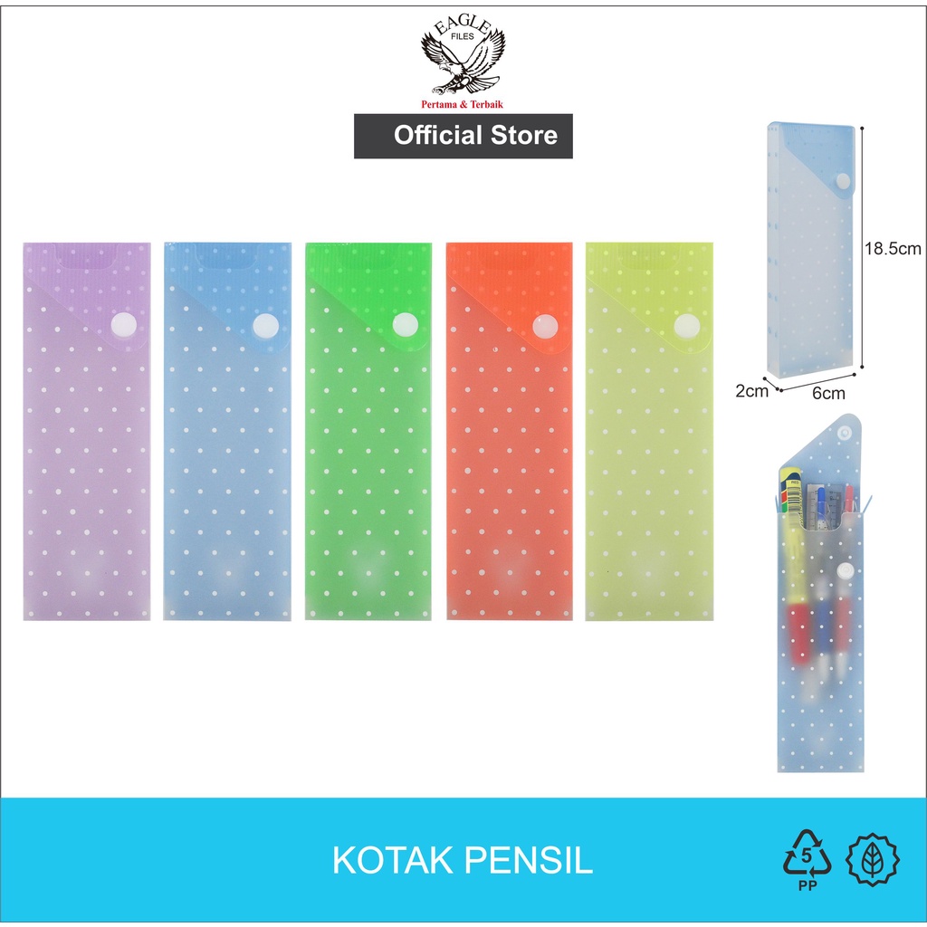 

EAGLE Kotak Pensil Plastik Transparan / Tempat Pensil / Tepak Pensil / Plastic Pencil Case POLKADOT