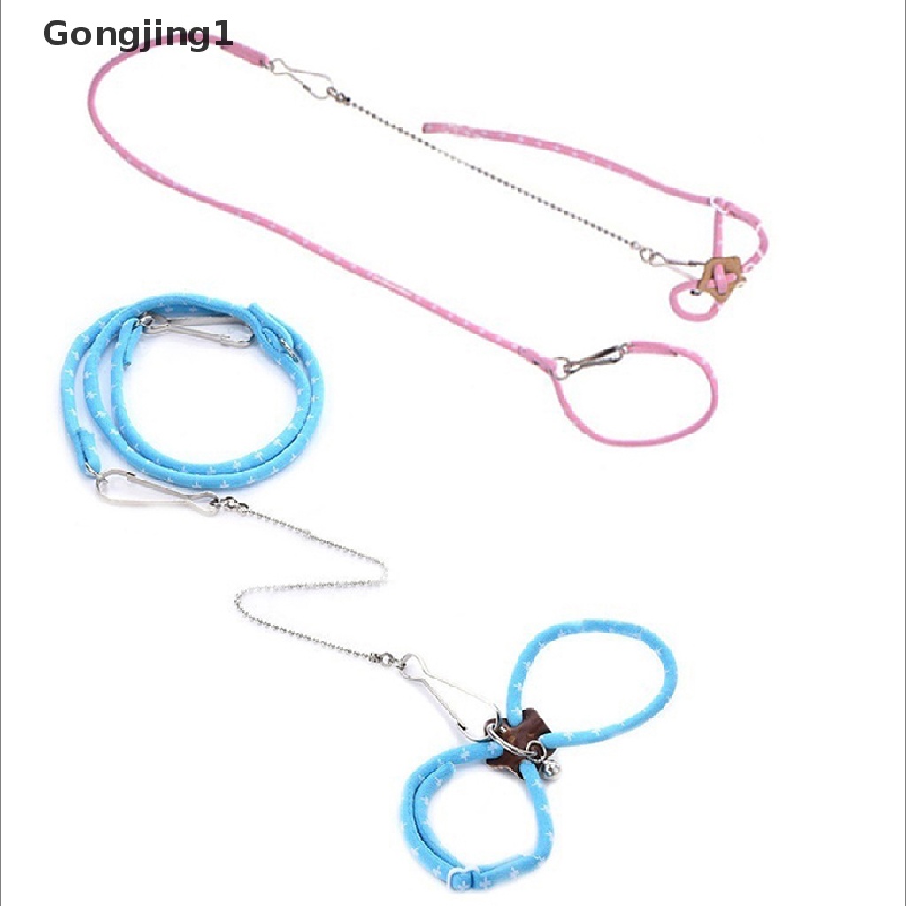 Gongjing1 Set Tali Tuntun Harness Adjustable Dengan Lonceng Untuk Hamster / Musang Peliharaan