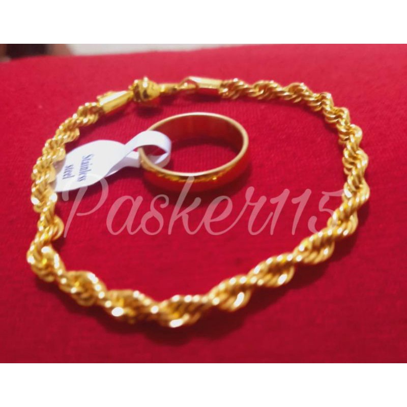 gelang tangan motif lintir free cincin polos emas kadar muda asli titanium