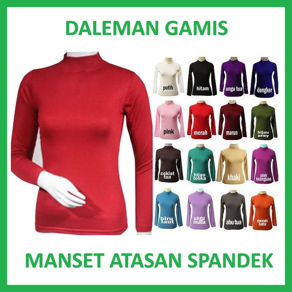 Manset Mangset Polos Atasan Spandek Inner Adem Baju Spandex / Daleman Gamis dan Kebaya Muslimah