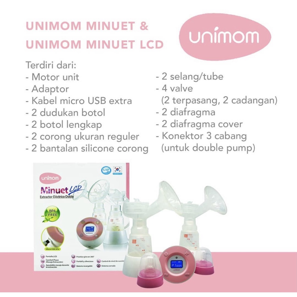 UNIMOM MINUET LCD DOUBLE ELCTRICAL BREAST PUMP